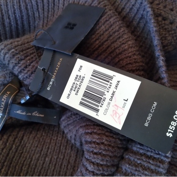 NWT BCBGMAXAZRIA SWEATER COWL NECK KNIT SHORT SLEEVE WOOL BLEND L WOMENS LARGE L - Picture 2 of 11